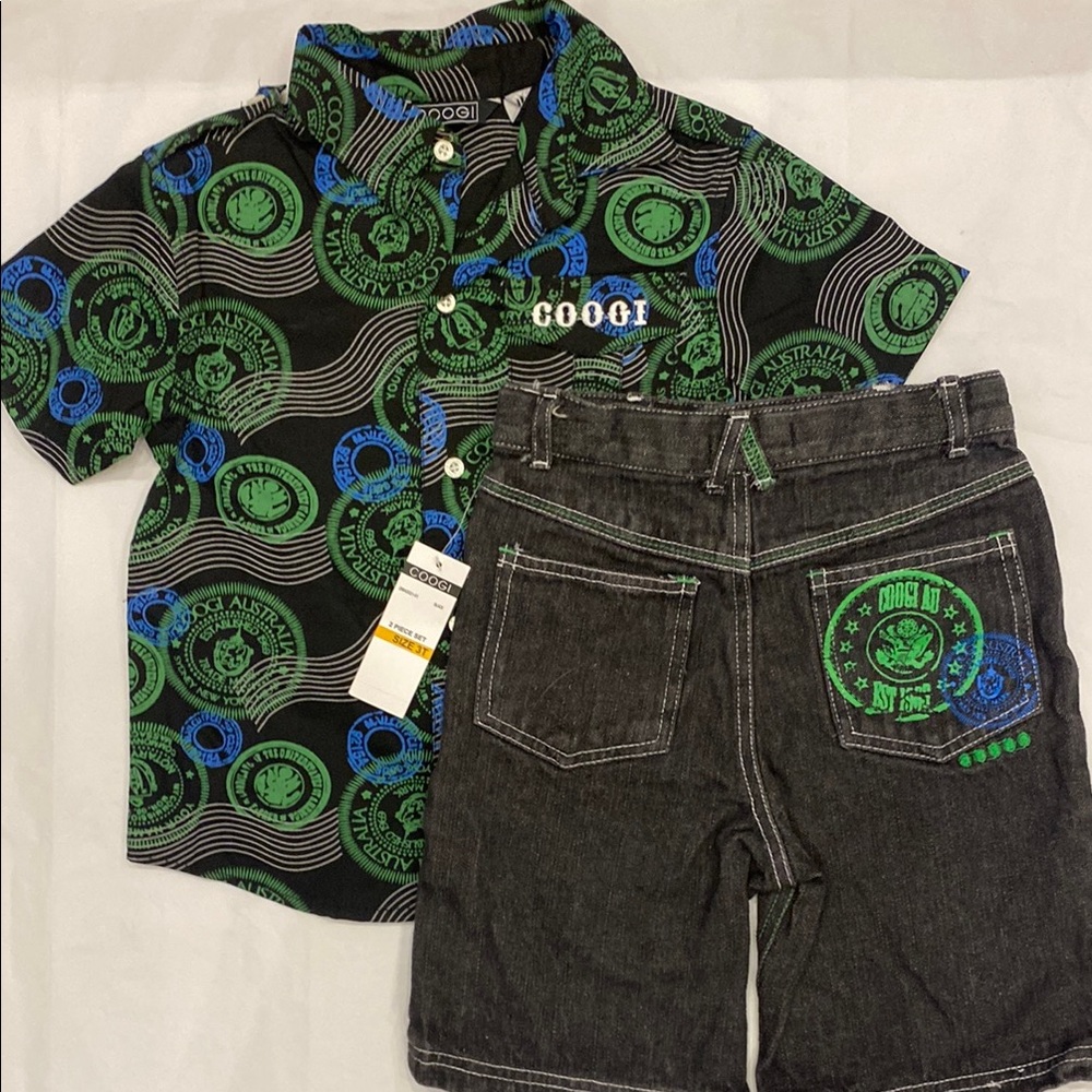 COOGI Green and Blue Matching Set Button Down Shirt - Picture 11 of 11